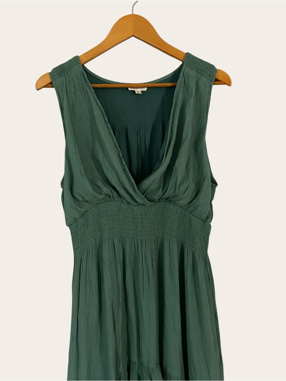 eesome Teal Green V‑Neck High‑Low Ruffle Maxi Dress - Picture 5 of 14